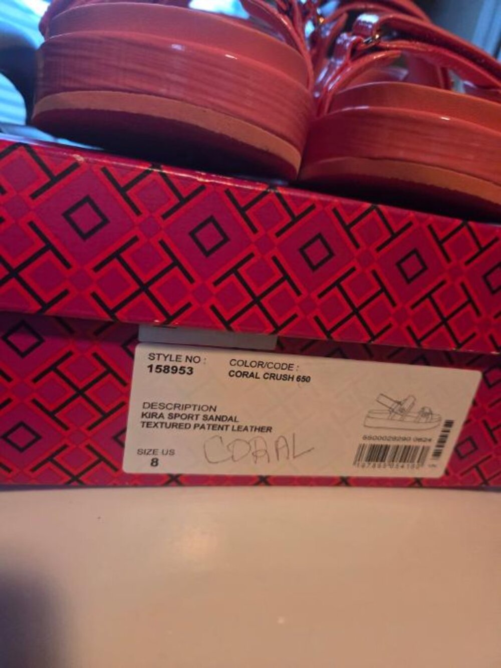 Tory Burch Kira Leather Sport Sandals, Coral Crush - Picture 5 of 5